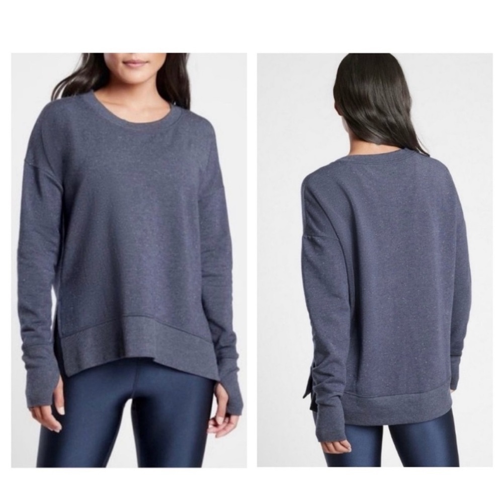 Athleta Balance Navy Blue Speck Pullover Sweatshirt